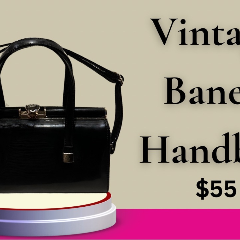 Black Structured Satchel with Crossbody Strap